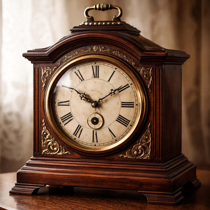 heirloom shelf clock waiting for service